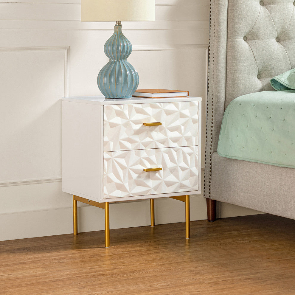 Nightstand With 2-Drawer 25.2'' Tall, White