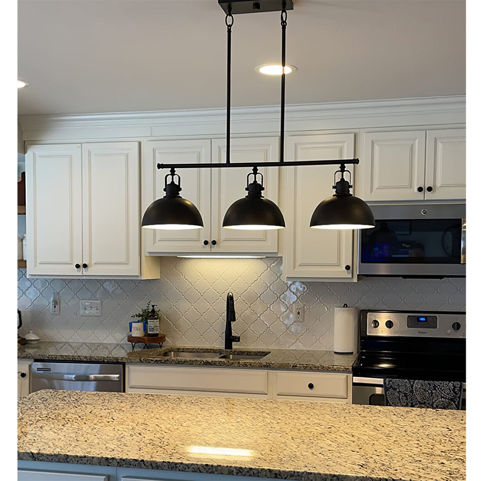 Kira Home Belle 34" Kitchen Island Light, Dome Shades, Swivel Joints, Oil Rubbed