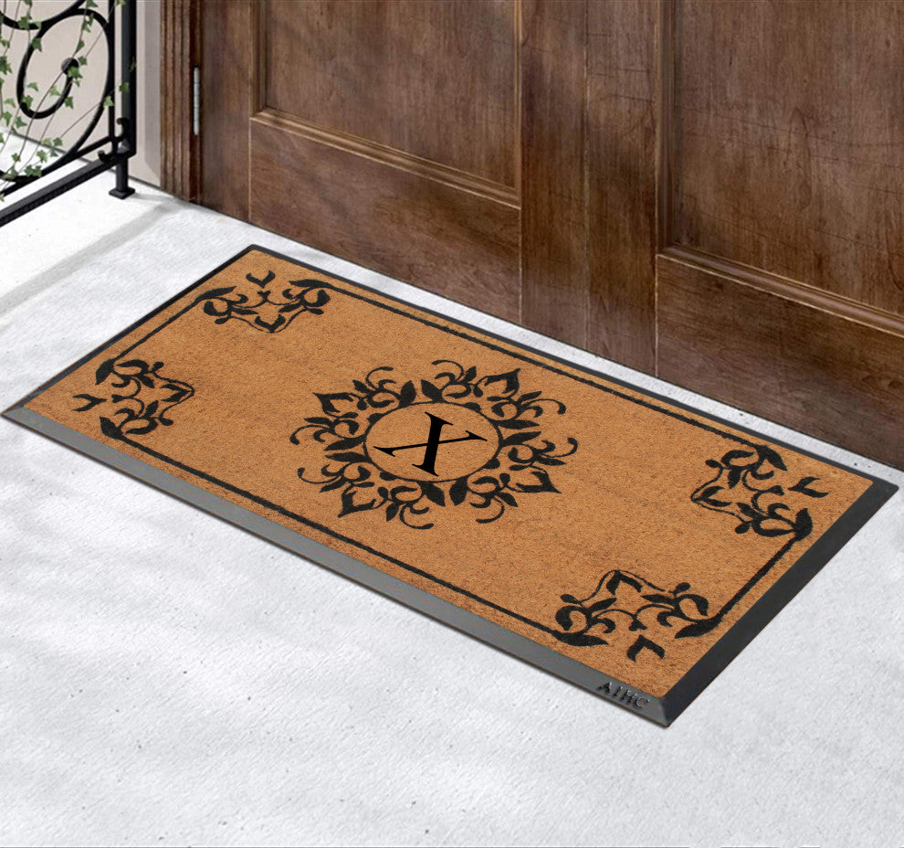 A1HC Hand-Crafted 24"x48" Rubber Coir Double/Single Monogrammed, X
