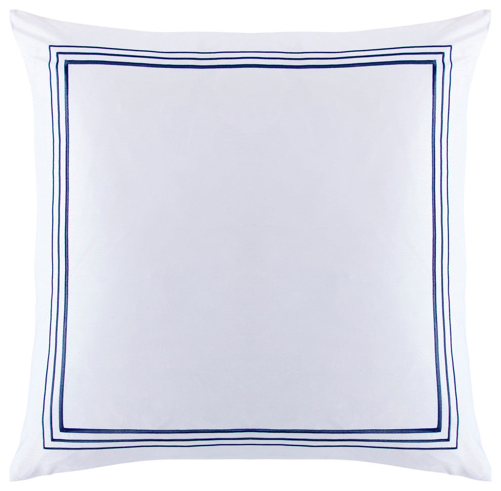 Embroidered Border Euro Sham, 27"x27", Navy