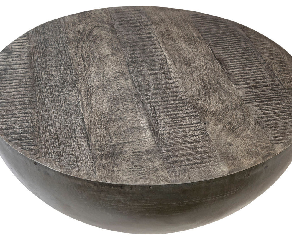 Grey Wood and Iron Coffee Table