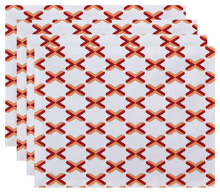 Criss Cross, Geometric Print Placemat, Coral