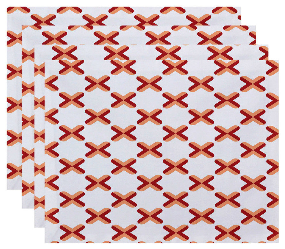Criss Cross, Geometric Print Placemat, Coral