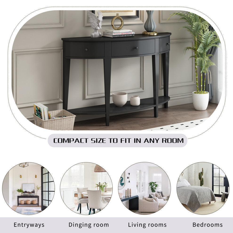 Gewnee Modern Curved Console Table Sofa Table