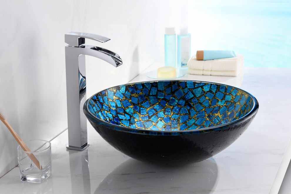 ANZZI Chipasi Series Tempered Glass Bathroom Vessel Sink