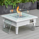 Leisuremod Walbrooke Patio Square Fire Pit Table With Aluminum Slats Frame, White