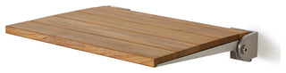 SlimLine Natural Teak Wood Folding Shower Bench Seat, Silver Frame