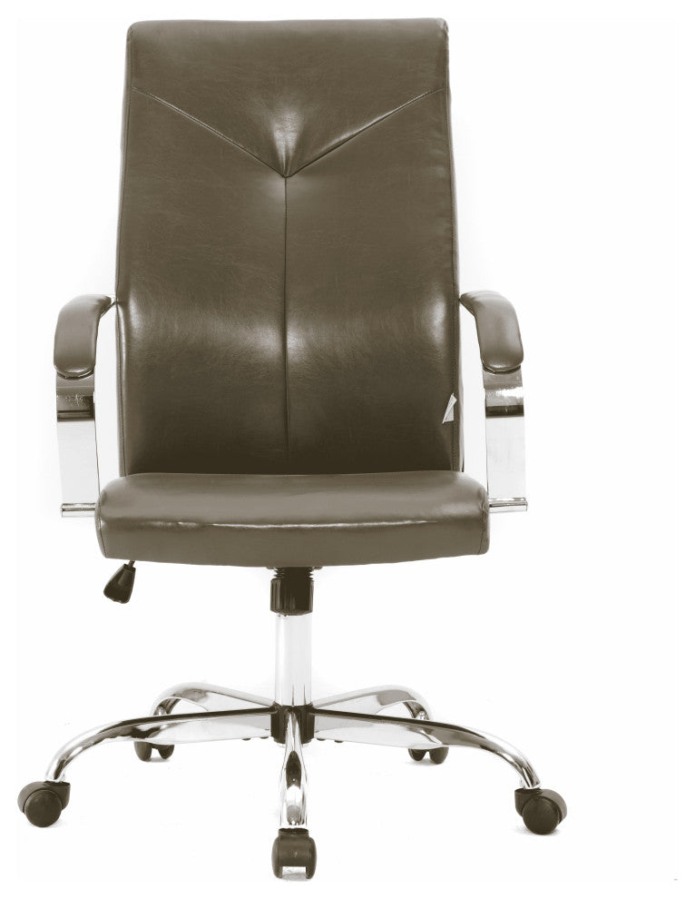 LeisureMod Sonora High-Back Adjustable Leather Conference Chair, Olive Green