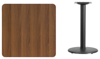 Dyersburg 30" Square Walnut Laminate Table Top With 30" Round Base