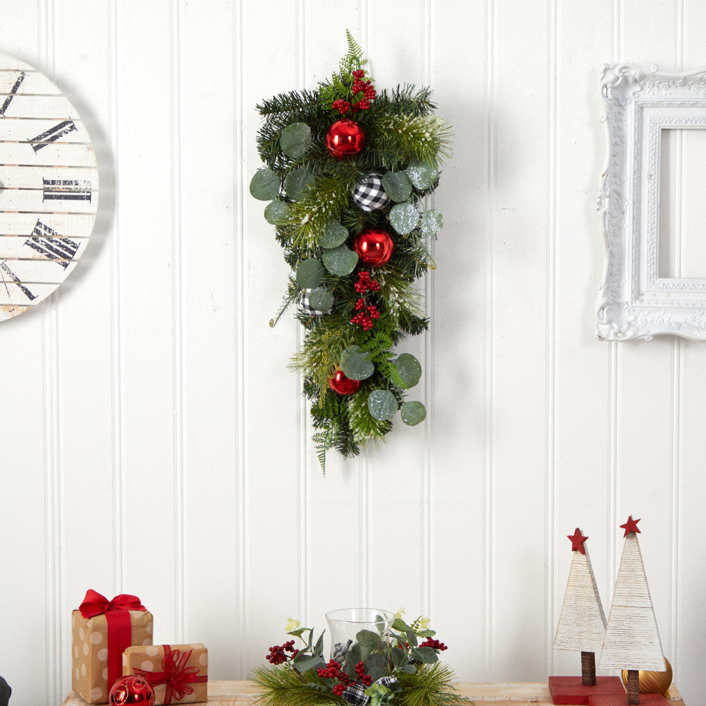 26" Holiday Christmas Greenery Ornament Artificial Swag