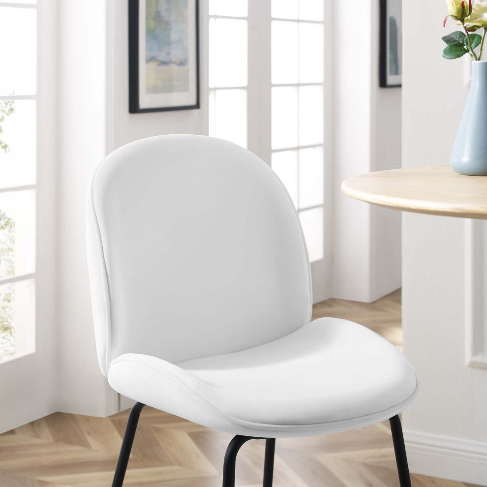 Counter Stool Chair, Velvet, Metal, White, Modern, Bar Cafe Bistro Restaurant