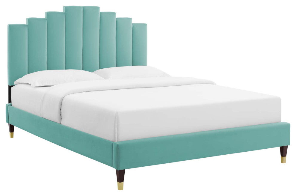 Elise Queen Performance Velvet Platform Bed MOD-6691-MIN