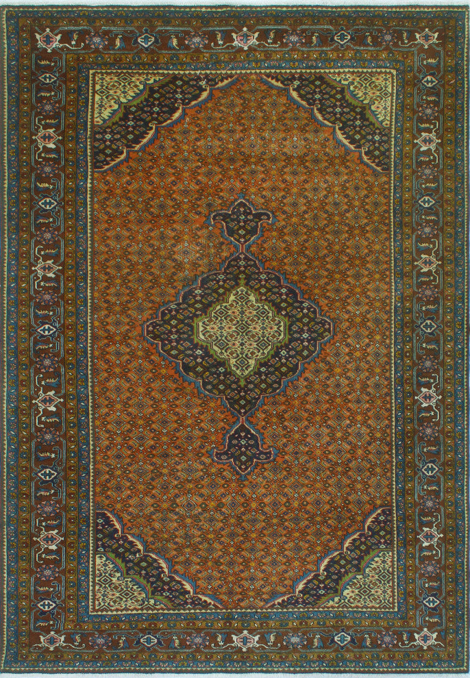 Fine Vintage Distressed Antinea Rust/Drk. Red Rug, 6'5 x 9'5