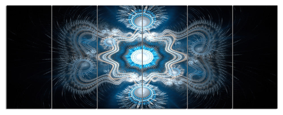 Cabalistic Clear Blue Texture, Abstract Canvas Art Print, 70"x28", 6 Panels