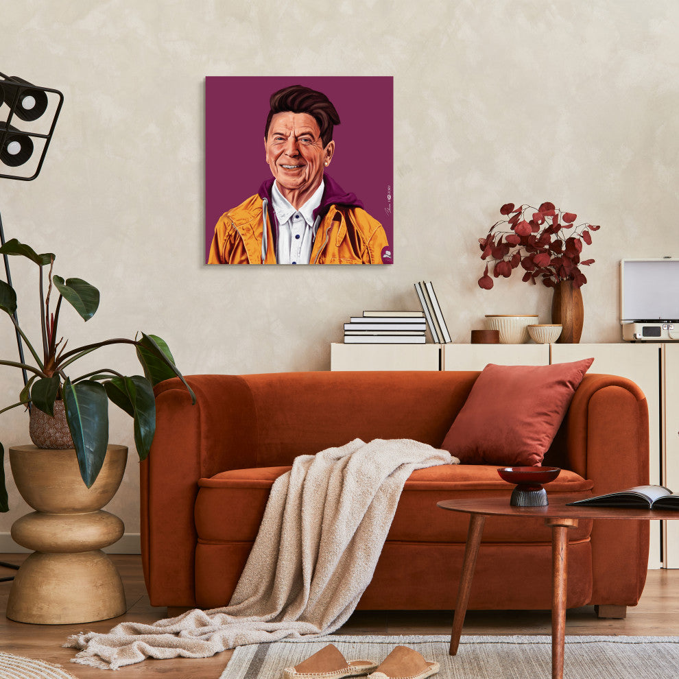 "Hip Ronald Reagan" Frameless Reverse Printed Tempered Art Glass Wall Art