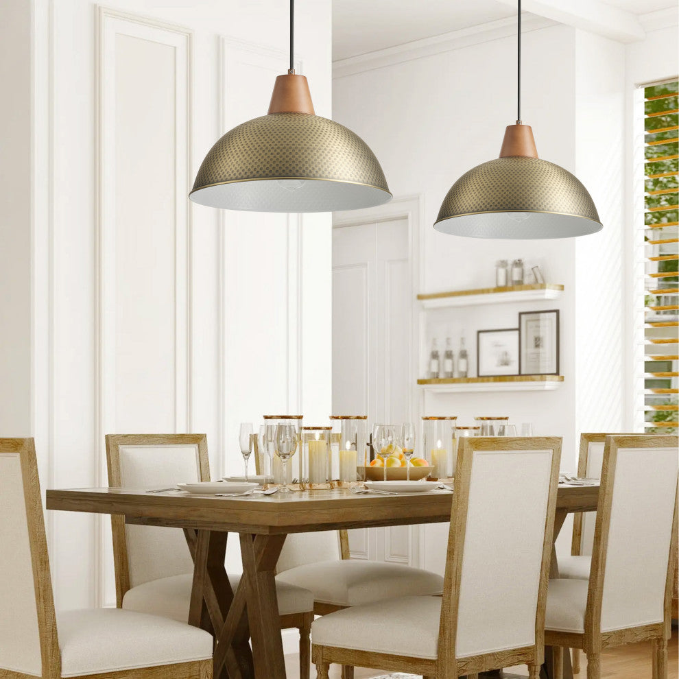 Industrial 1-light Metal Pendant Lighting Fxiture For Kitchen Island, Gold