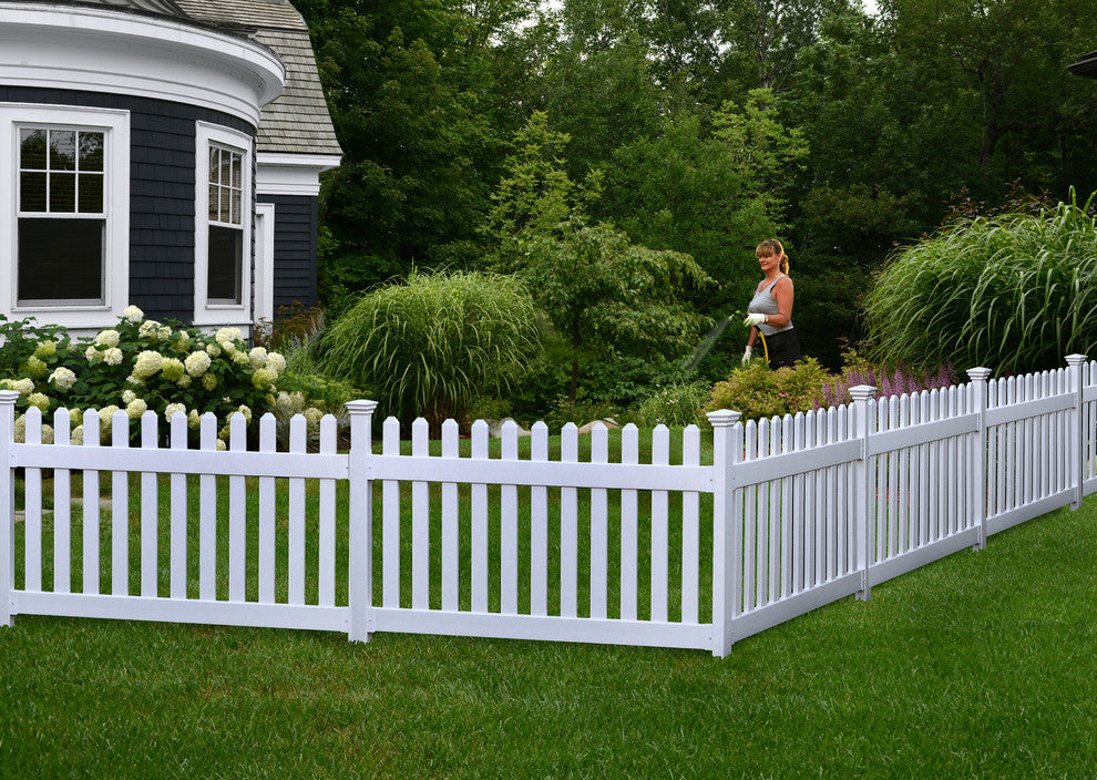 36" High No-Dig Newport Vinyl Permanent Picket Yard Fence