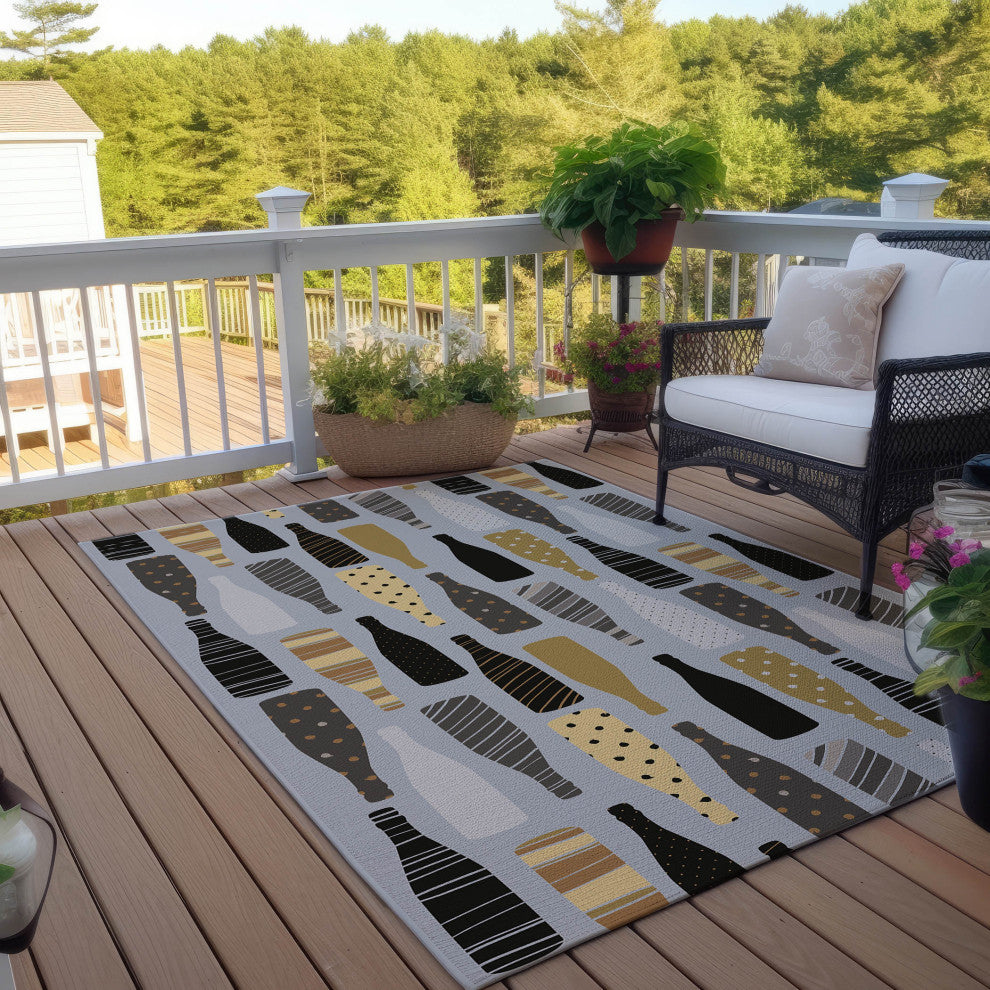 Indoor/Outdoor Kendall KE12 Silver Machine Washable 10' x 14' Rug