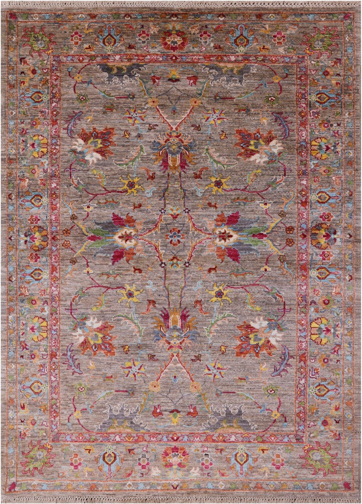 5' 0" X 6' 9" Persian Tabriz Handmade Wool Rug Q7656