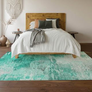 Premium Machine Washable Mayfield AMF595 Teal 8' x 10' Rug
