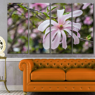 Beautiful Magnolia Flowers, Large Floral Canvas Art Print, 48"x28", 4 Panels