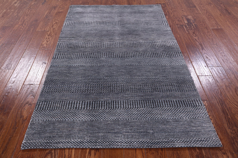 Wool and Silk Hand Knotted Savannah Grass Rug 3' 11" X 5' 11" Q11500