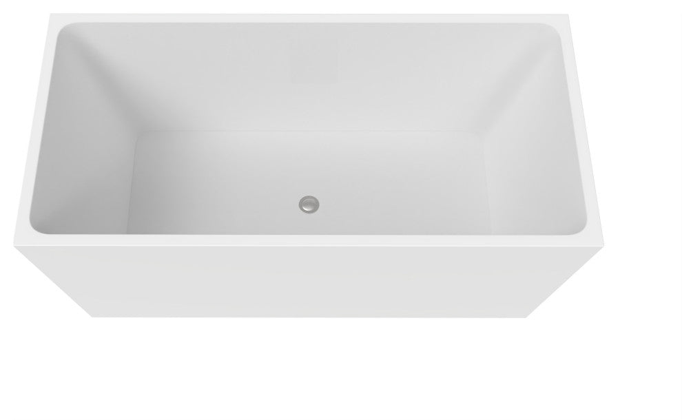 CastelloUSA Sophia Modern Freestanding Acrylic Bathtub, White, 63"