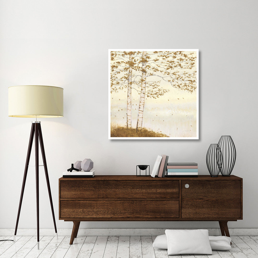 "Golden Birch I Off White" Digital Paper Print by James Wiens, 42"x42"