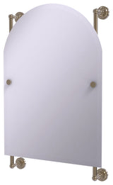 Dottingham Arched Top Frameless Rail Mounted Mirror, Antique Pewter