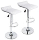Faux Leather Air Lift Adjustable Metal Bar Stool in White, Set of 2