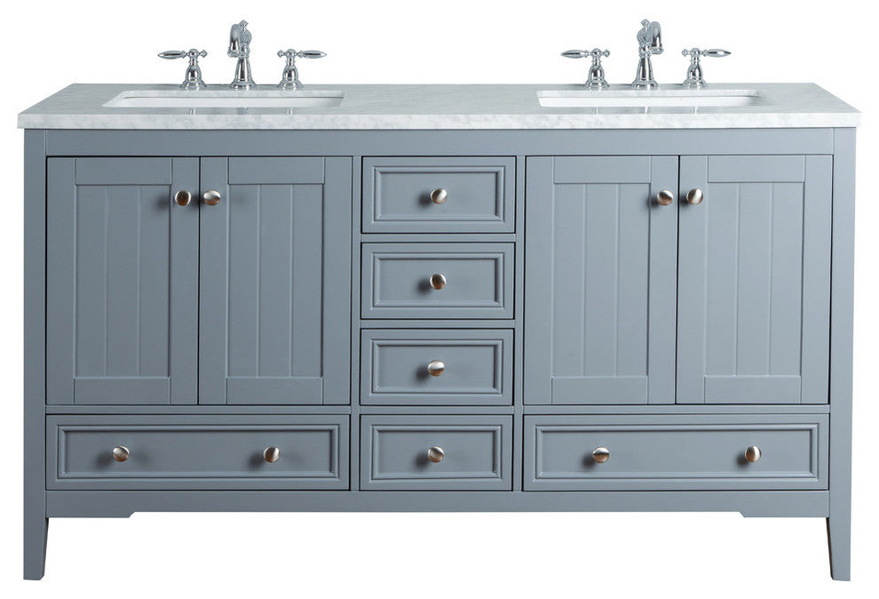 Stufurhome New Yorker Bathroom Vanity, Gray, 60"