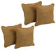 18" Double-Corded Solid Microsuede Square Throw Pillows, Set of 4, Camel
