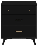 Flynn Mid Century Modern 3 Drawer Small Chest, Black