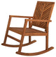 Ned Modern Chevron-Back Acacia Wood Patio Outdoor Rocking Chair, Teak