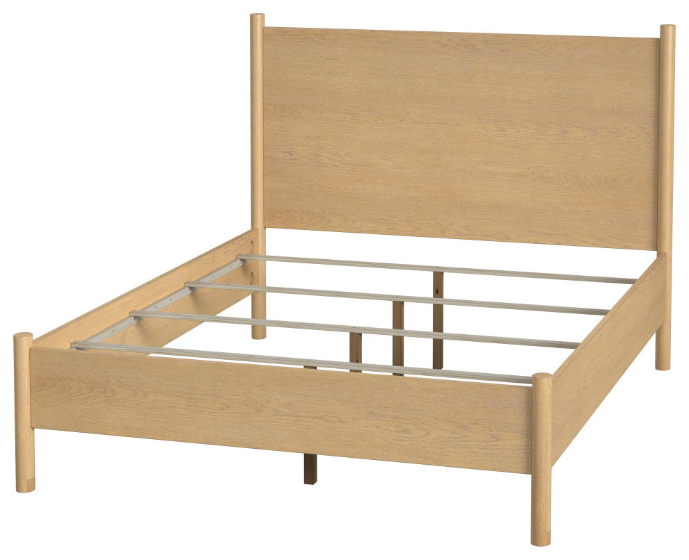 Lennon Rounded Leg Bed, Light Brown, Queen