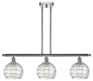 Deco Swirl 3-Light Island-Light, Polished Chrome, Clear