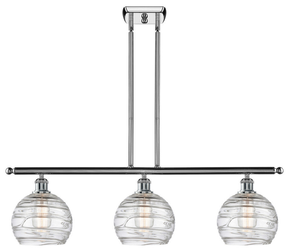 Deco Swirl 3-Light Island-Light, Polished Chrome, Clear