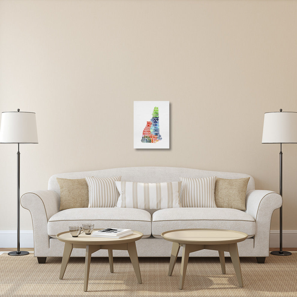 "New Hampshire Watercolor Word Cloud" Fine Art Print