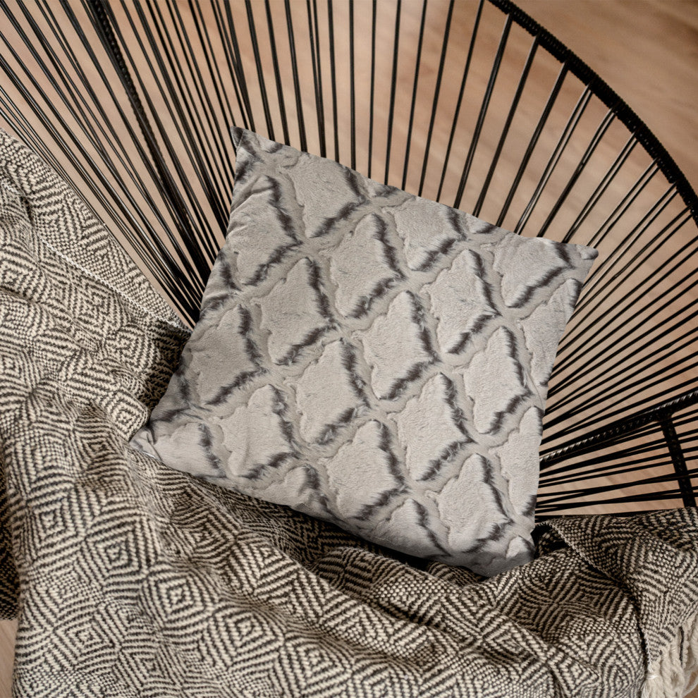 Plutus Brown Diamond Faux Fur Throw Pillow, Brown Beige, 20" x 26" Standard