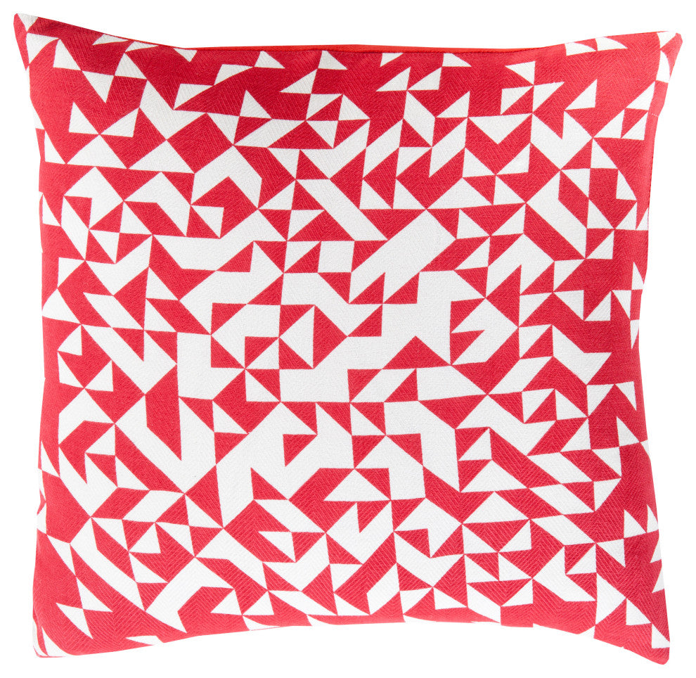 Surya Teori TO-004 18"x18" Pillow Kit, Bright Red/White