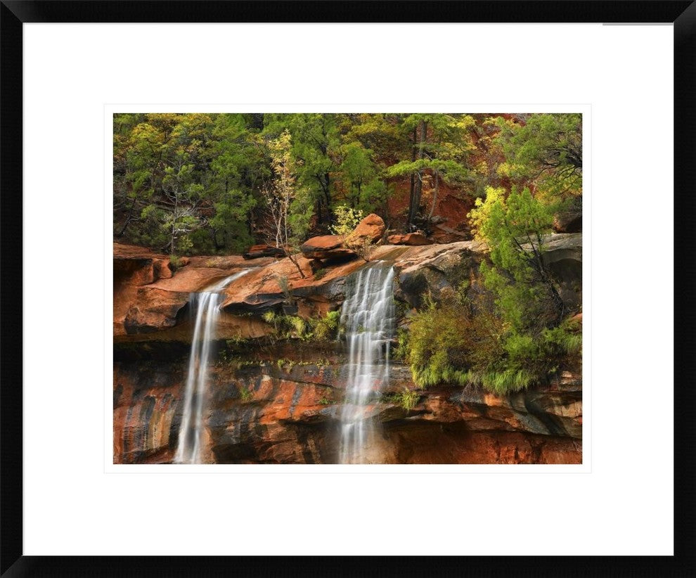 Cascades Tumbling 110 Feet At Emerald Pools, Zion National Park, Utah, 22"x18"