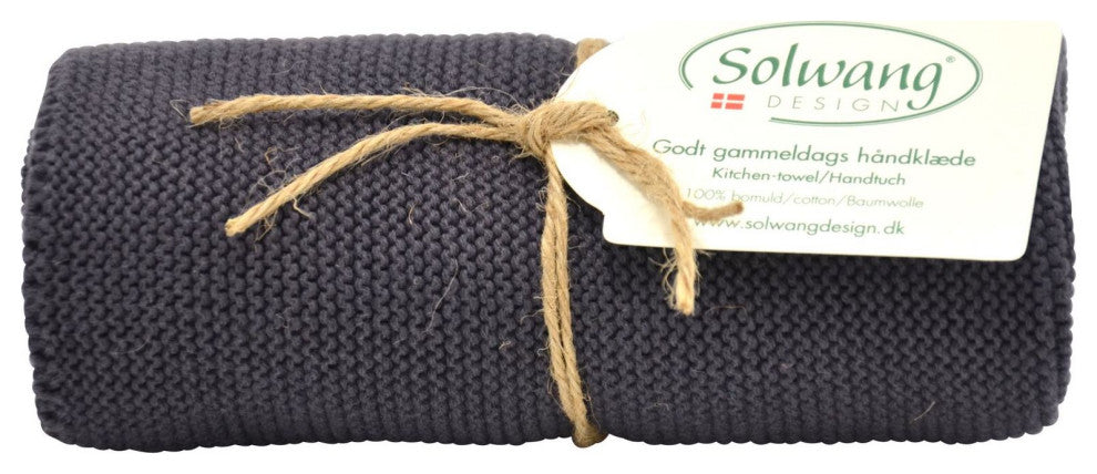 Danish Cotton Knitted Kitchen Towel Made With 100% Certified Organic Cotton, Organic Dark Warm Grey