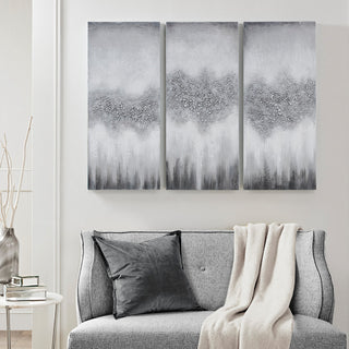 Madison Park Luminous Hand Painted Heavy Textured Glitz Canvas 3 Piece Set, Grey
