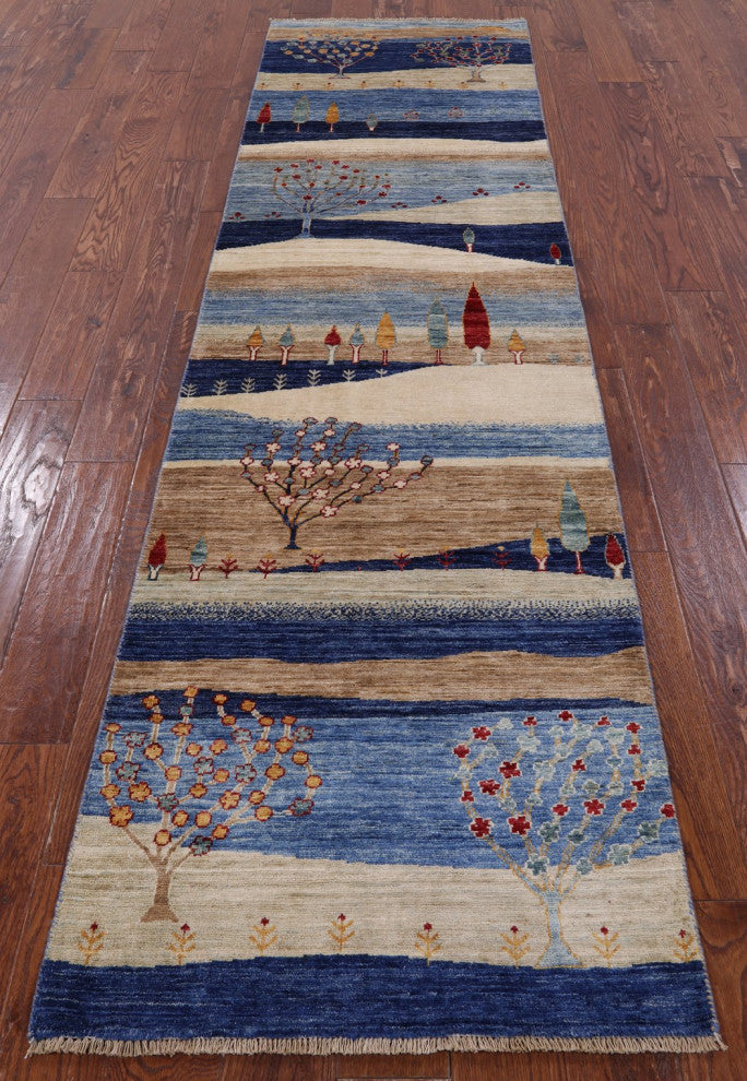 Runner Tribal Persian Gabbeh Hand Knotted Rug 2' 7" X 9' 7" Q7953