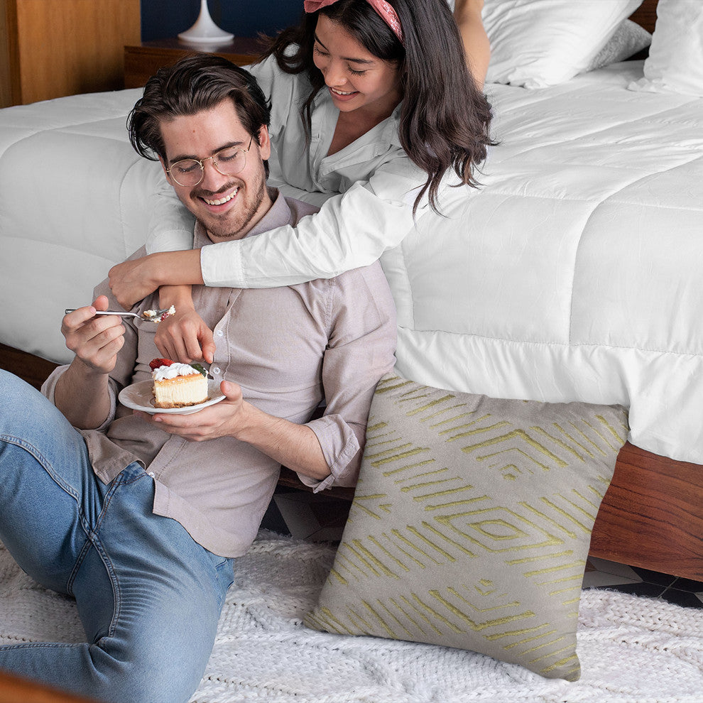 Plutus Yellow Hypno Abstract Luxury Throw Pillow, 16"x16"