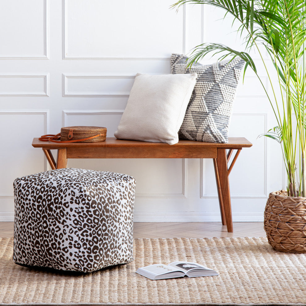 Amur Brown 18" x 18" x 18" Red and Ivory Pouf