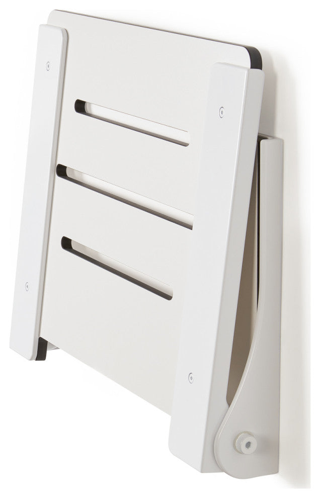 Silhouette Folding Wall Mount Shower Bench Seat, White Seat With White Frame