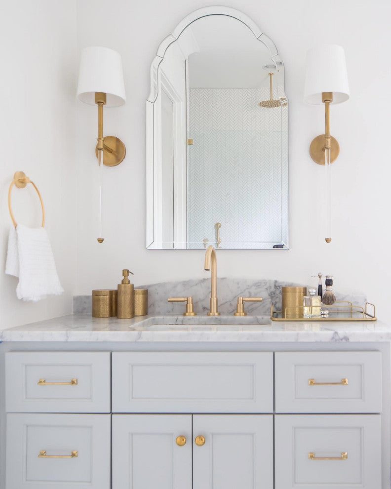 Gorgeous Frameless Venetian Arch Wall Mirror, Vanity Curved Glass Frame