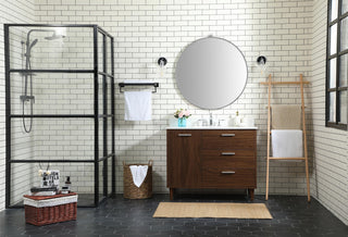 Home Living Modern Natural Oak-Light Bathroom Vanity, Walnut, 42"