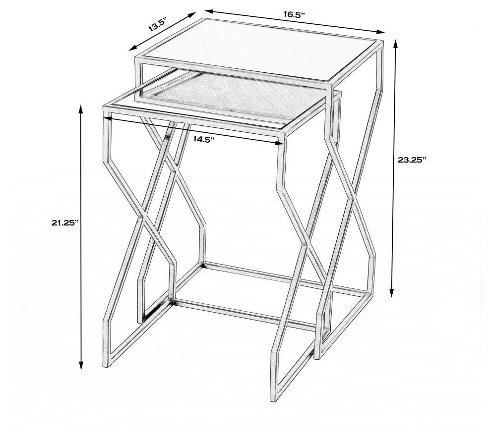 Demi Modern Mirrored Nesting Tables